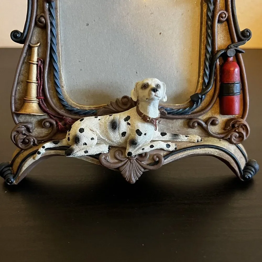 Vanmark Red Hats of Courage FD Fire Department Picture Frame Dalmatian Dog 4 x 6